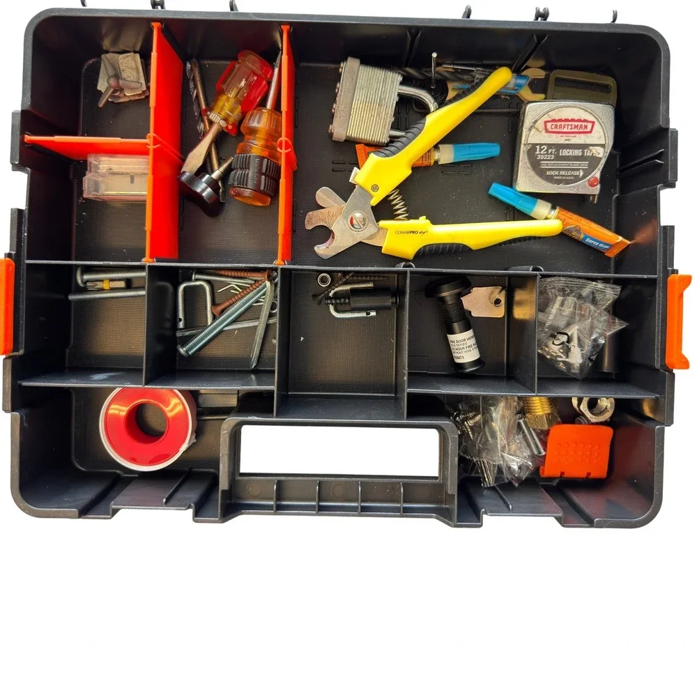 Tactix 2-in-1 Interlocking Tool Organizer Set Black Orange Hardware Storage Case
